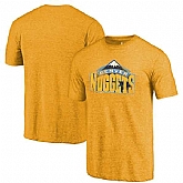 Denver Nuggets Gold Distressed Logo Fanatics Branded Tri-Blend T-Shirt,baseball caps,new era cap wholesale,wholesale hats